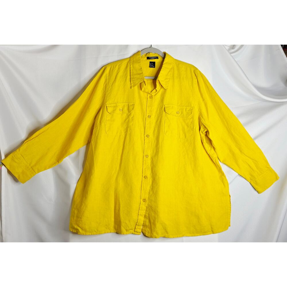 Autograph 2X yellow 100% Linen Buttondown Shirts.β Fall vibe. Minimalist. Career